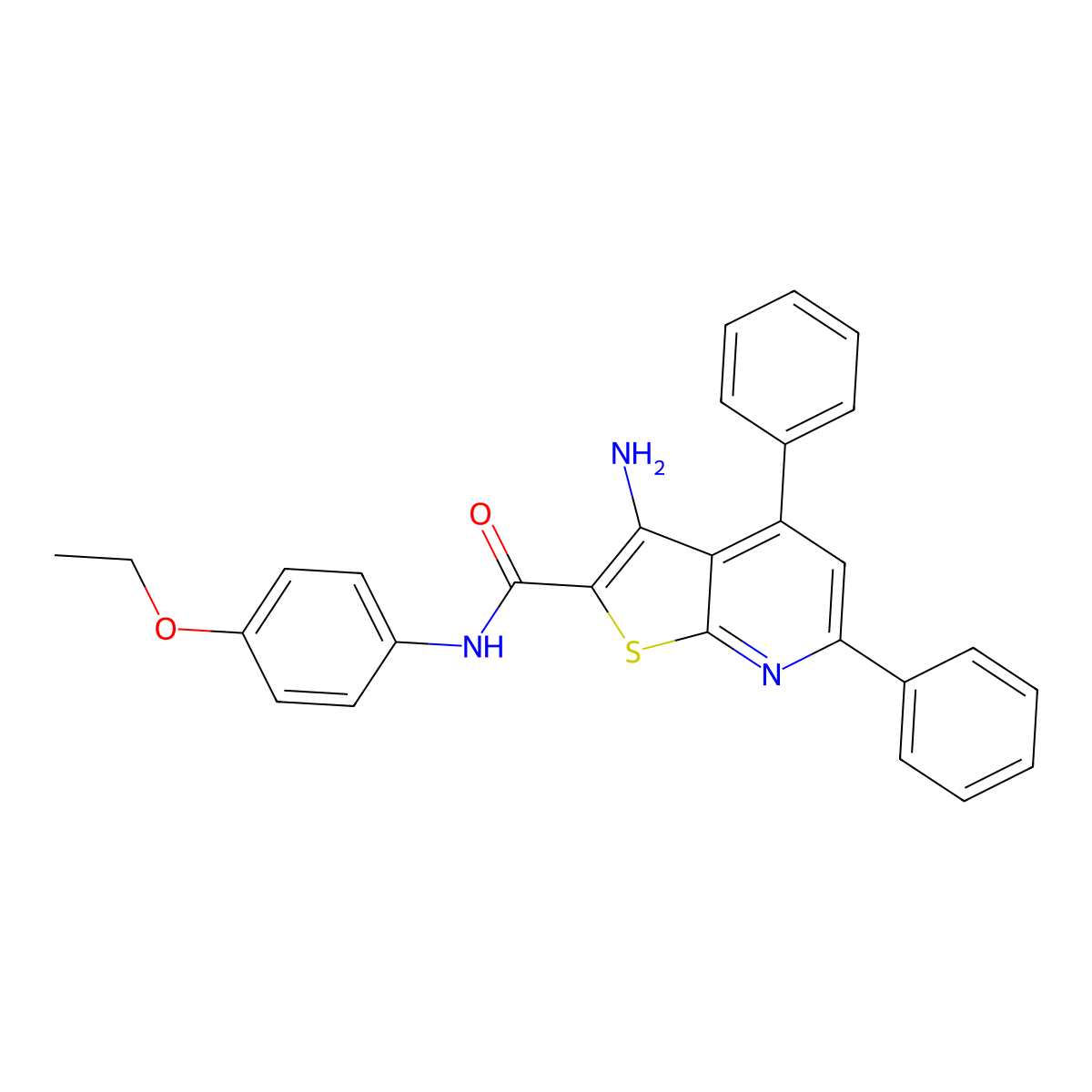 3-amino-N-(4-ethoxyphenyl)-4,6-diphenylthieno[2,3-b]pyridine-2-carboxamide molecular structure, CAS 336180-44-0