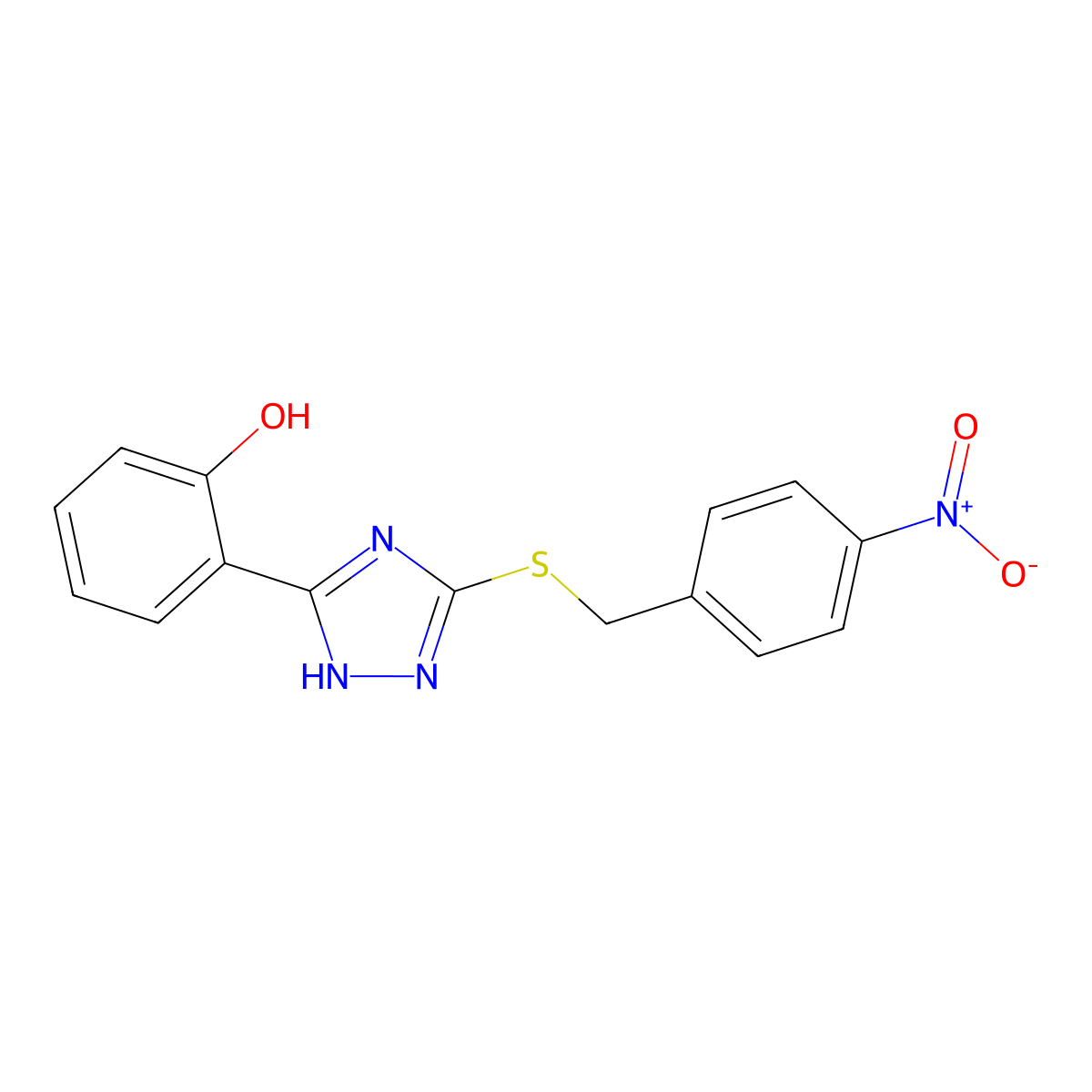 2-(5-((4-Nitrobenzyl)thio)-1H-1,2,4-triazol-3-yl)phenol molecular structure, CAS 336180-49-5