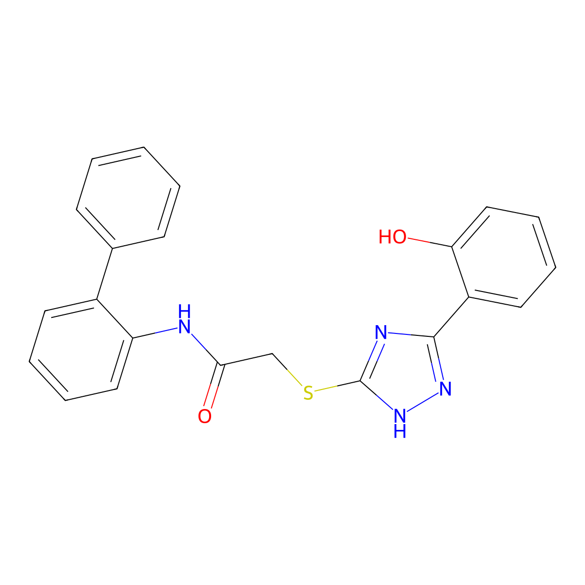 N-([1,1'-Biphenyl]-2-yl)-2-((3-(2-hydroxyphenyl)-1H-1,2,4-triazol-5-yl)thio)acetamide molecular structure, CAS 336180-54-2