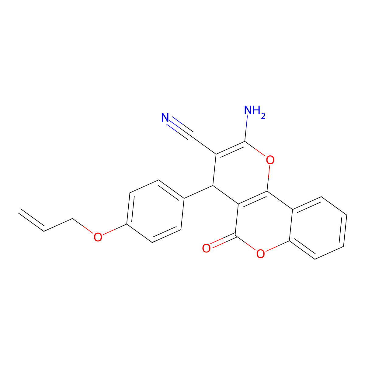 2-amino-5-oxo-4-[4-(prop-2-en-1-yloxy)phenyl]-4H,5H-pyrano[3,2-c]chromene-3-carbonitrile molecular structure, CAS 336180-75-7