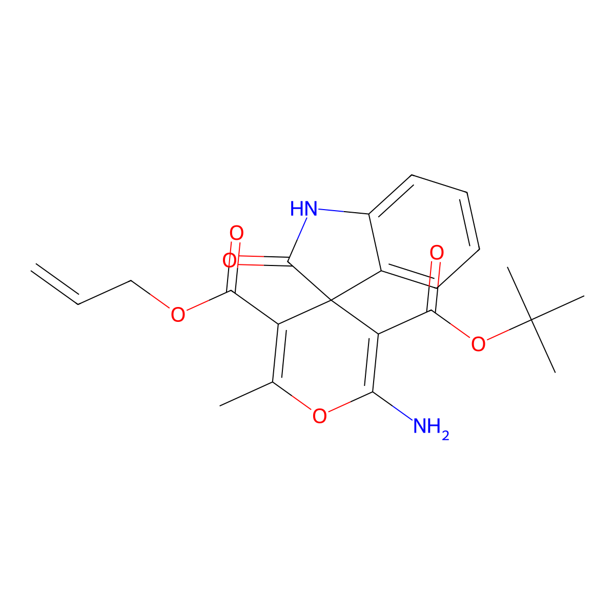 5'-Allyl 3'-tert-butyl 2'-amino-6'-methyl-2-oxospiro[indoline-3,4'-pyran]-3',5'-dicarboxylate molecular structure, CAS 336180-98-4