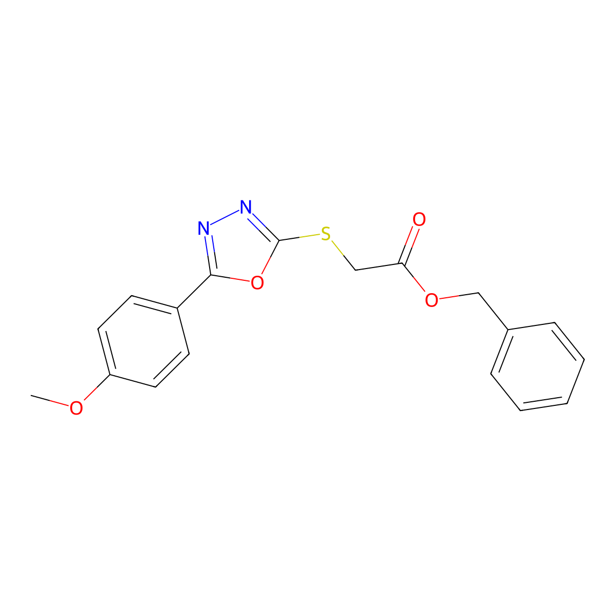 Benzyl {[5-(4-methoxyphenyl)-1,3,4-oxadiazol-2-yl]sulfanyl}acetate molecular structure, CAS 336181-16-9