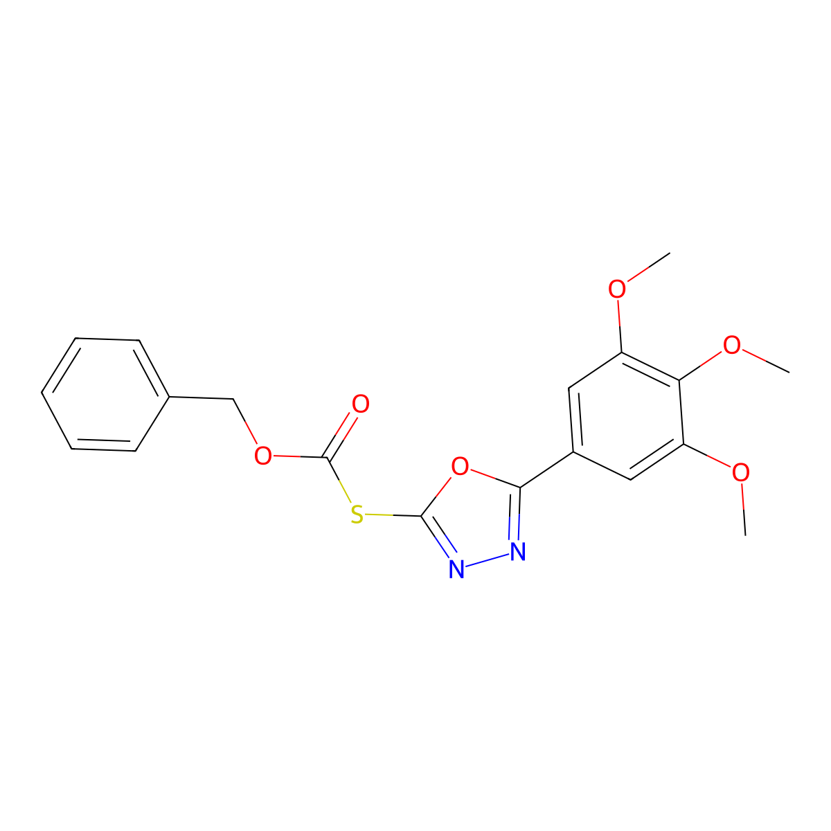 O-benzyl S-(5-(3,4,5-trimethoxyphenyl)-1,3,4-oxadiazol-2-yl) carbonothioate molecular structure, CAS 336181-30-7