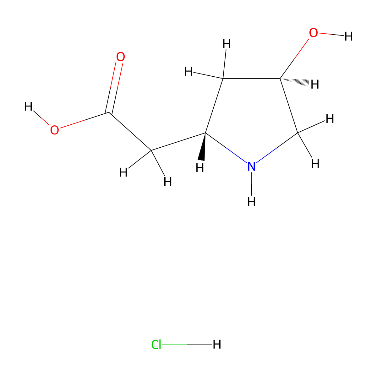 2-((2S,4R)-4-Hydroxypyrrolidin-2-yl)acetic acid hydrochloride molecular structure, CAS 336182-11-7
