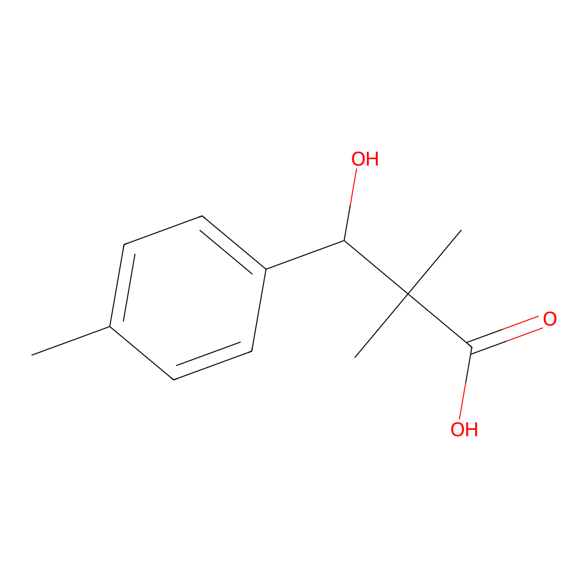 3-Hydroxy-2,2-dimethyl-3-(p-tolyl)propanoic acid molecular structure, CAS 336185-26-3