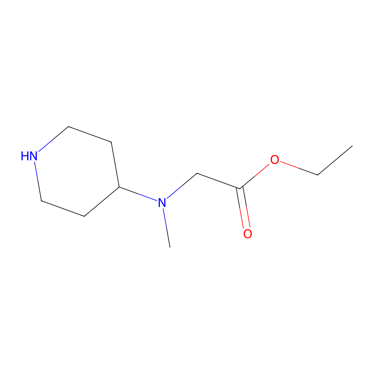 Ethyl 2-[methyl(piperidin-4-yl)amino]acetate molecular structure, CAS 336191-74-3