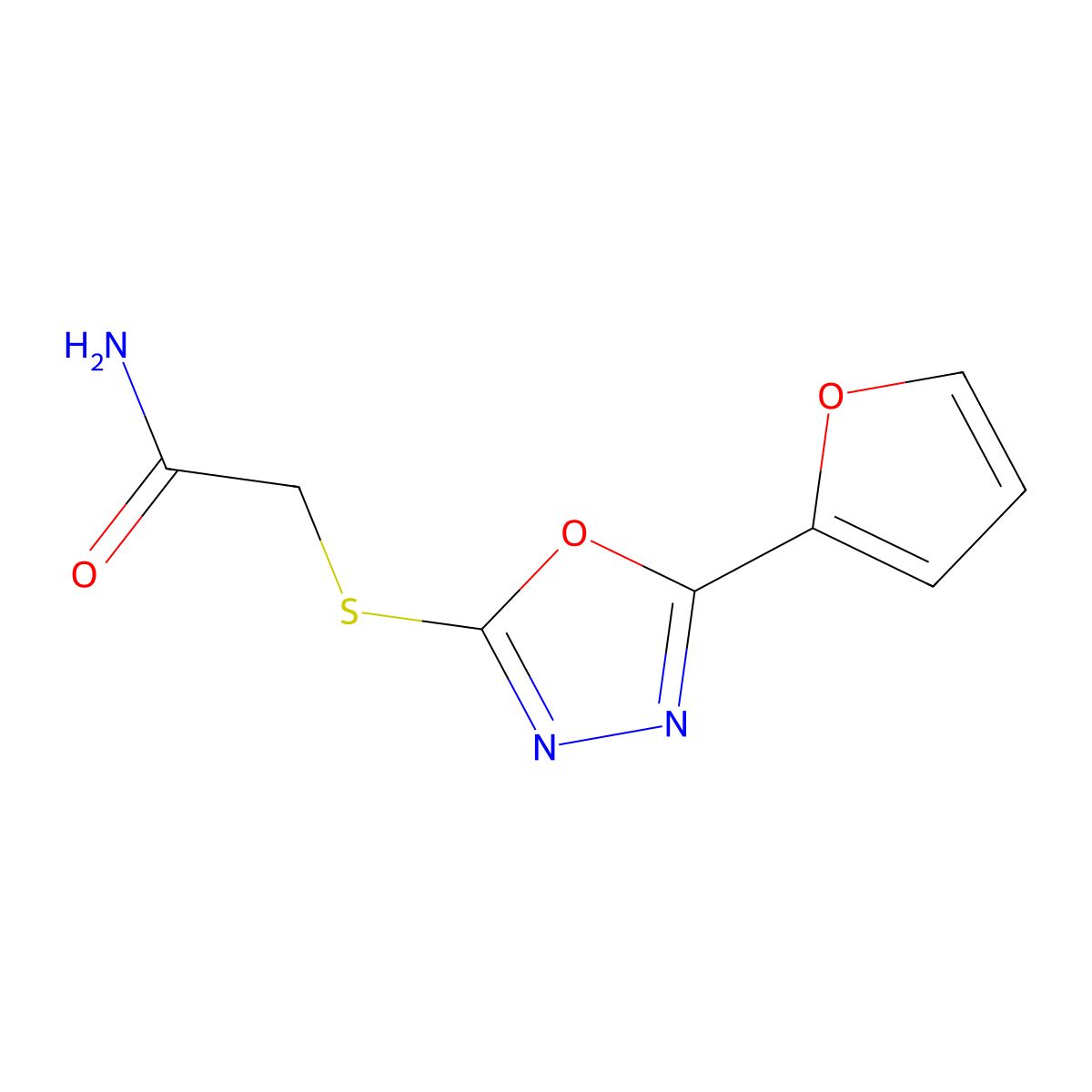2-{[5-(Furan-2-YL)-1,3,4-oxadiazol-2-YL]sulfanyl}acetamide molecular structure, CAS 33621-22-6
