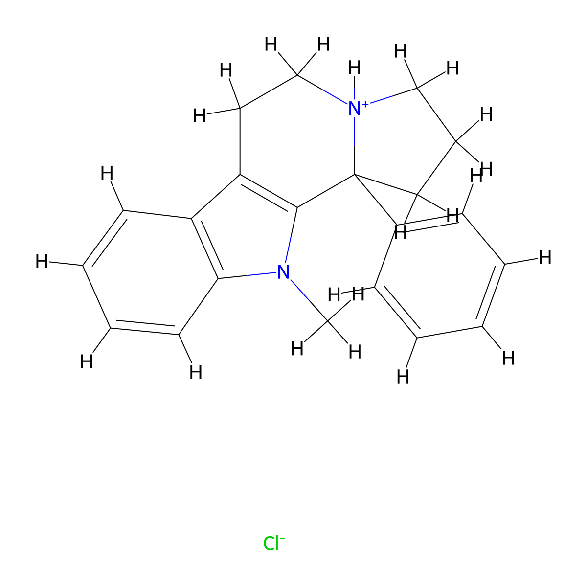 11-Methyl-11b-phenyl-1,2,3,4,5,6-hexahydroindolizino[8,7-b]indol-4-ium;chloride molecular structure, CAS 33621-70-4