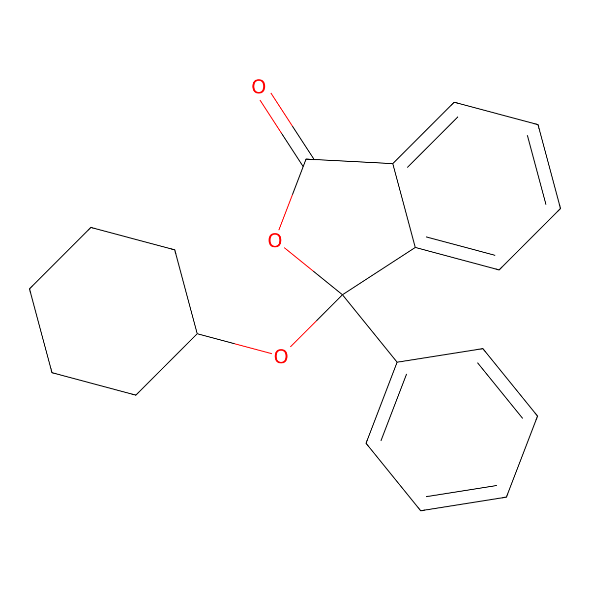1(3h)-Isobenzofuranone, 3-(cyclohexyloxy)-3-phenyl- molecular structure, CAS 33632-03-0