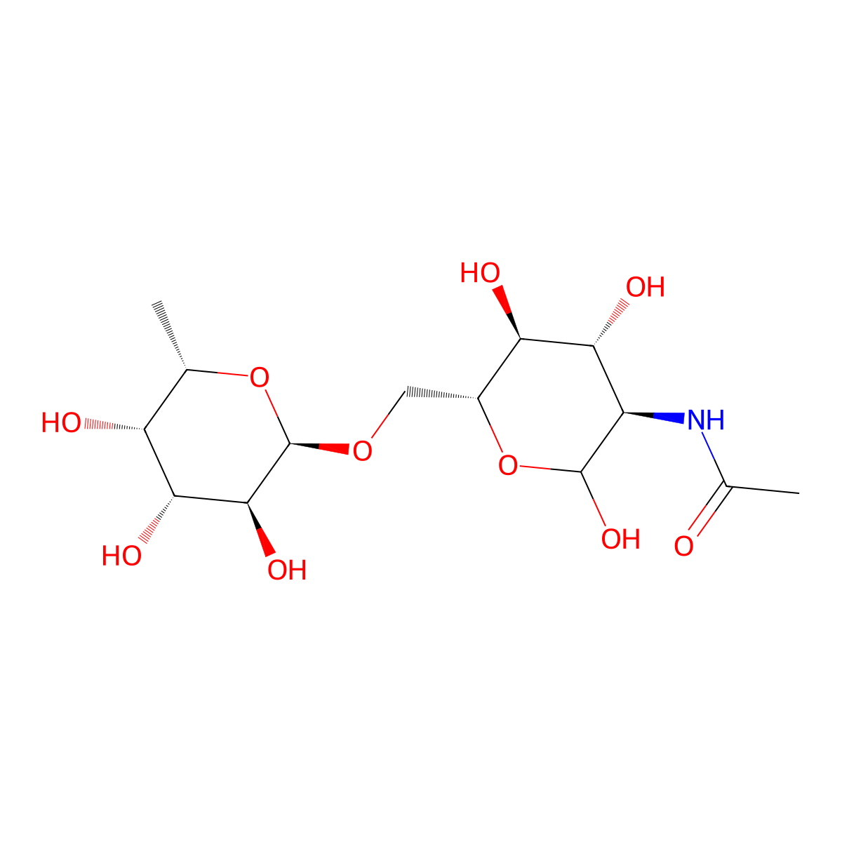 alpha-L-Fucp-(1->6)-D-GlcpNAc molecular structure, CAS 33639-80-4