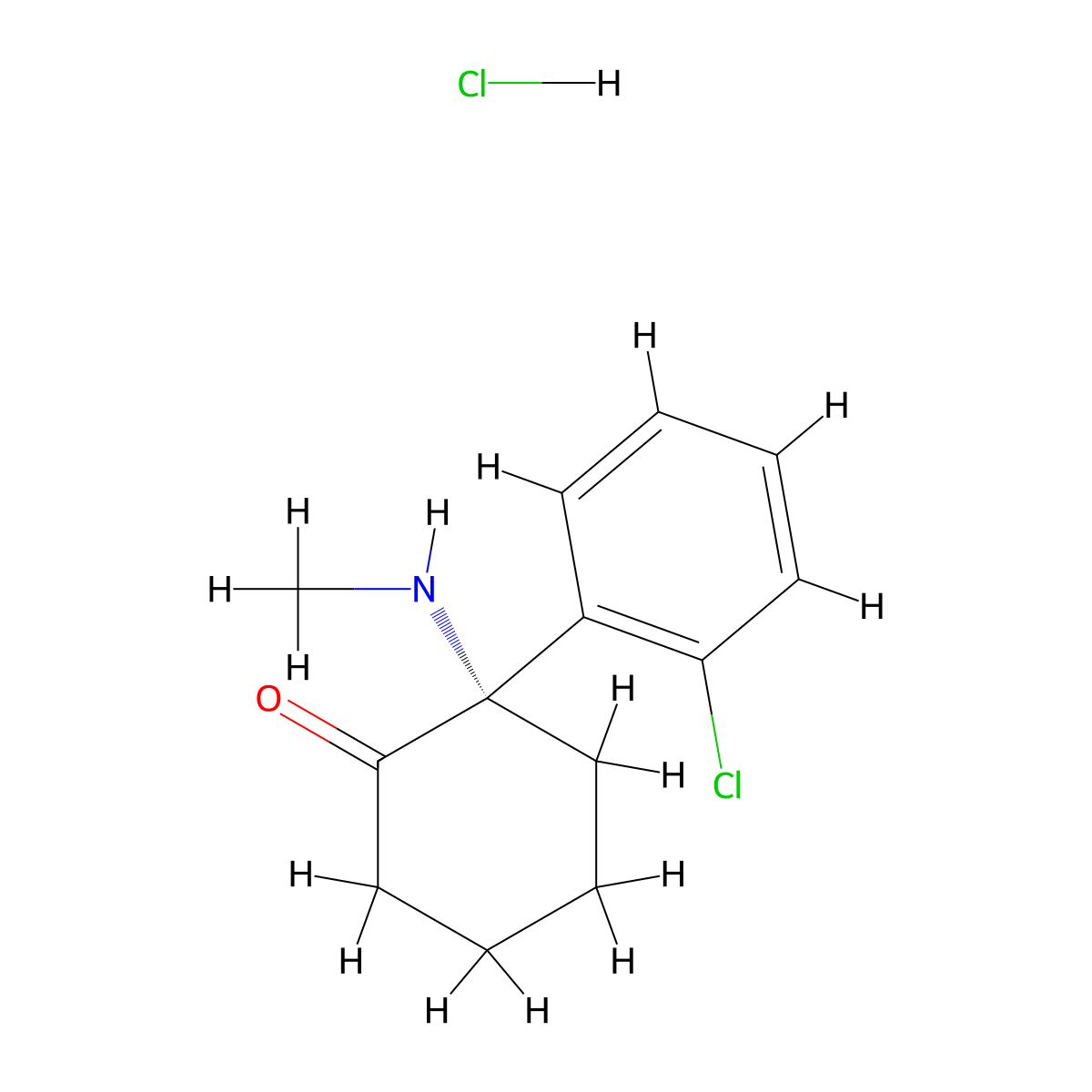 Esketamine Hydrochloride molecular structure, CAS 33643-47-9