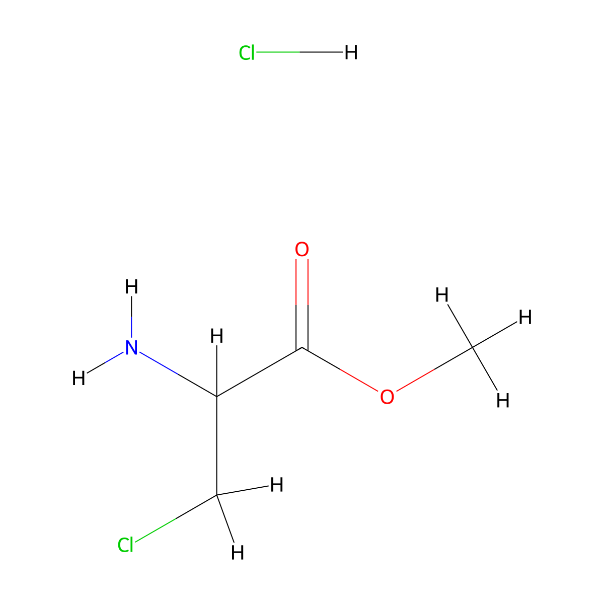 Methyl 2-amino-3-chloropropanoate hydrochloride molecular structure, CAS 33646-31-0