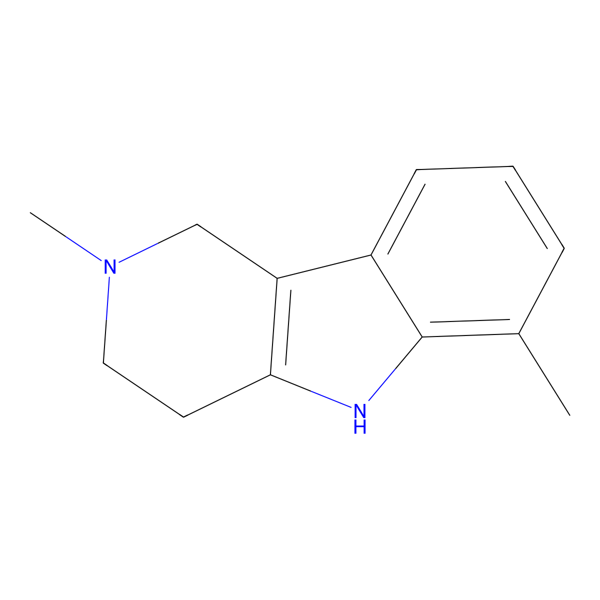 2,6-Dimethyl-2,3,4,5-tetrahydro-1H-pyrido[4,3-b]indole molecular structure, CAS 33657-42-0
