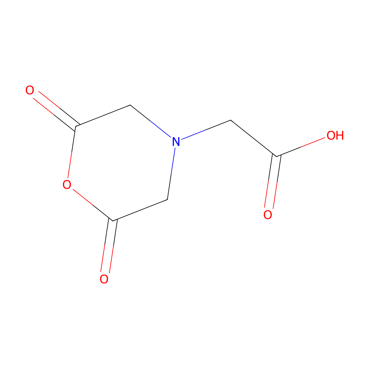 2,6-dioxo-N-(carboxymethyl)morpholine molecular structure, CAS 33658-49-0