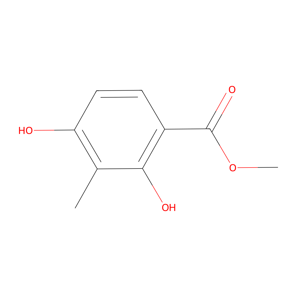 Benzoic acid, 2,4-dihydroxy-3-methyl-, methyl ester molecular structure, CAS 33662-58-7
