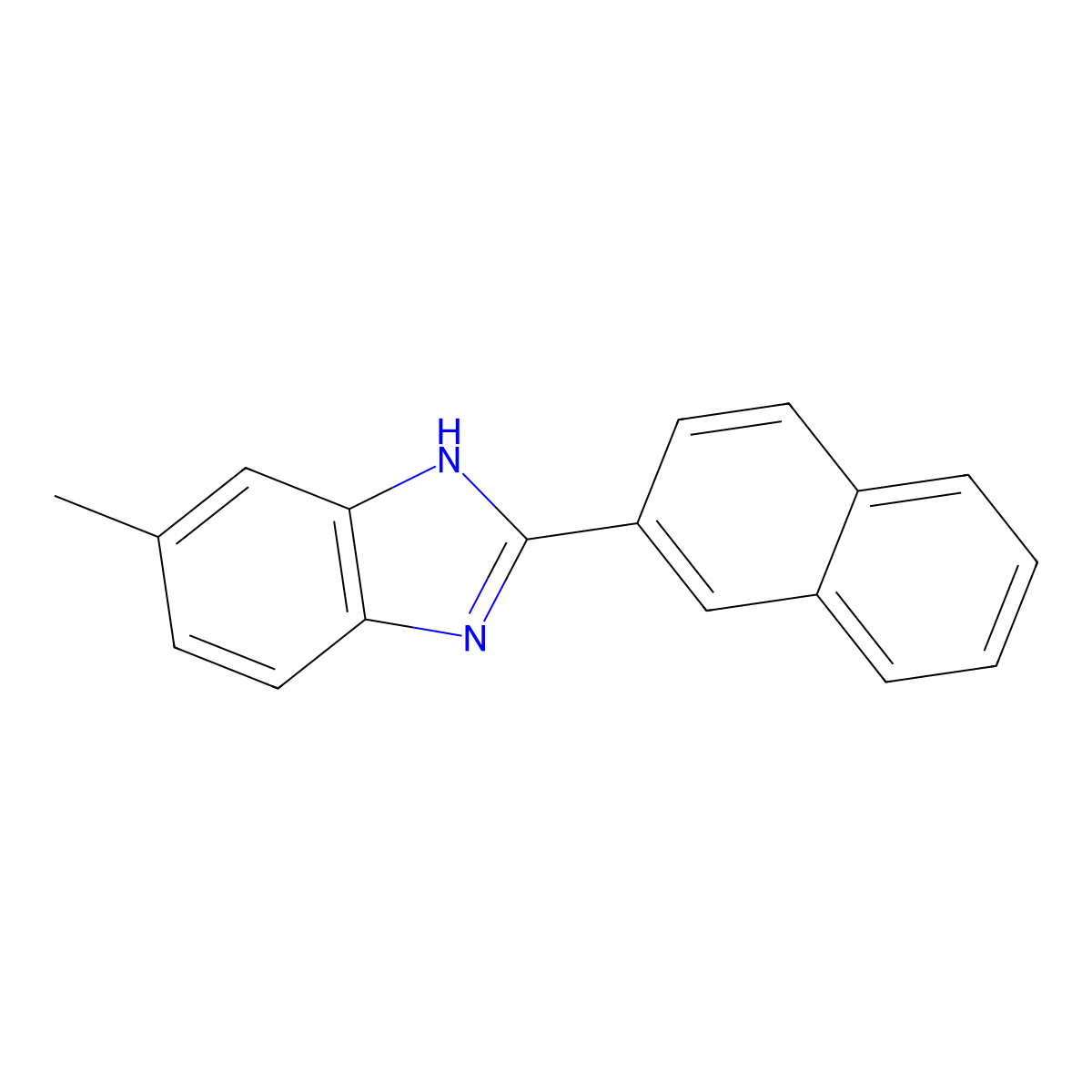 6-methyl-2-(naphthalen-2-yl)-1H-benzimidazole molecular structure, CAS 3367-01-9