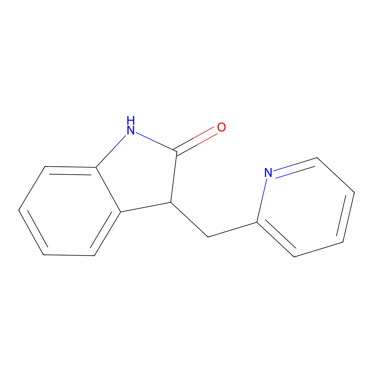 3-(2-pyridinylmethyl)-1,3-dihydro-2H-indol-2-one molecular structure, CAS 3367-84-8