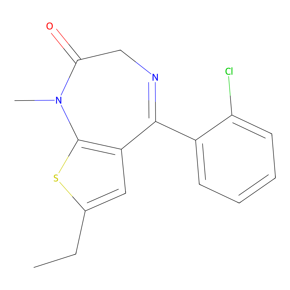 Clotiazepam molecular structure, CAS 33671-46-4