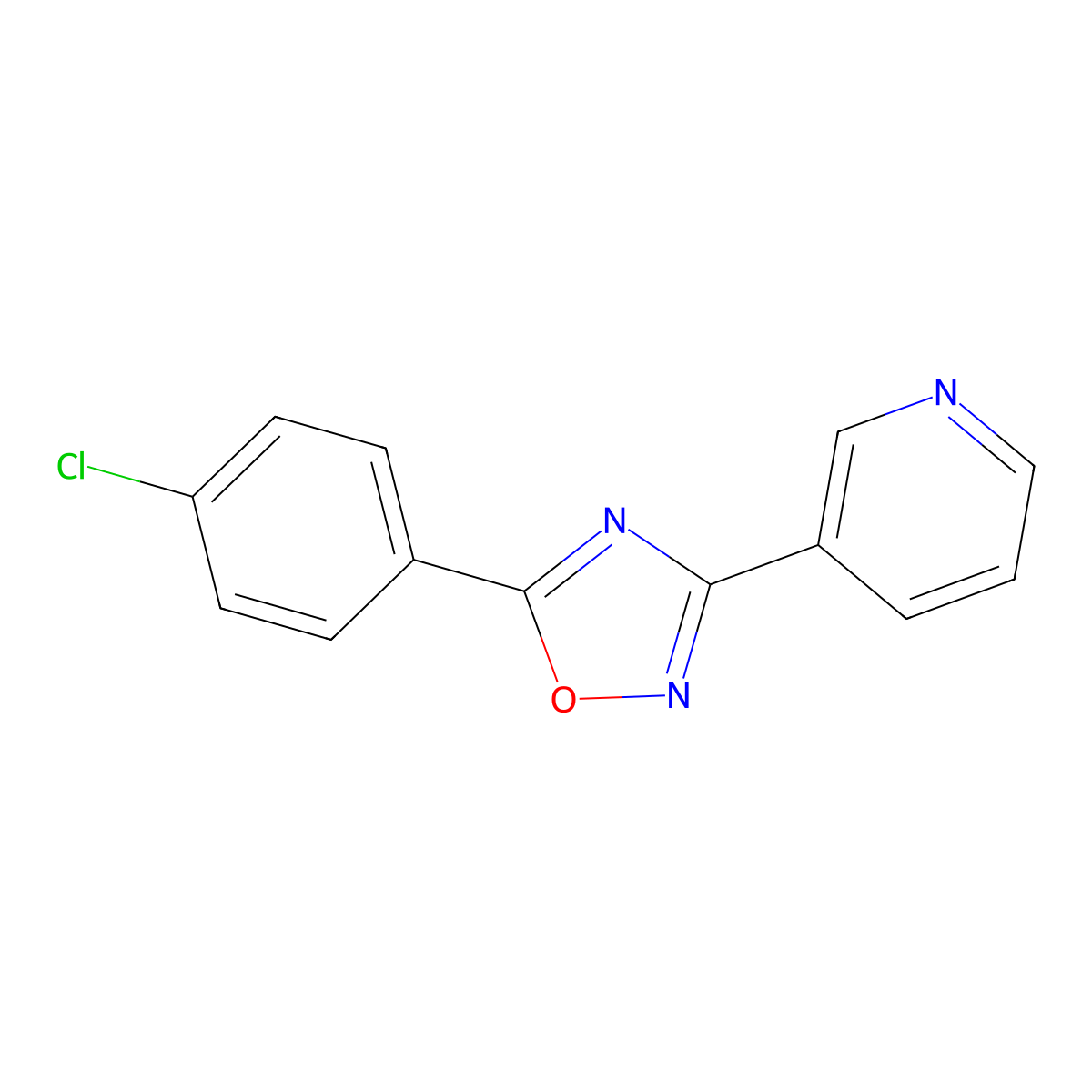5-(4-Chlorophenyl)-3-pyridin-3-yl-1,2,4-oxadiazole molecular structure, CAS 336784-69-1