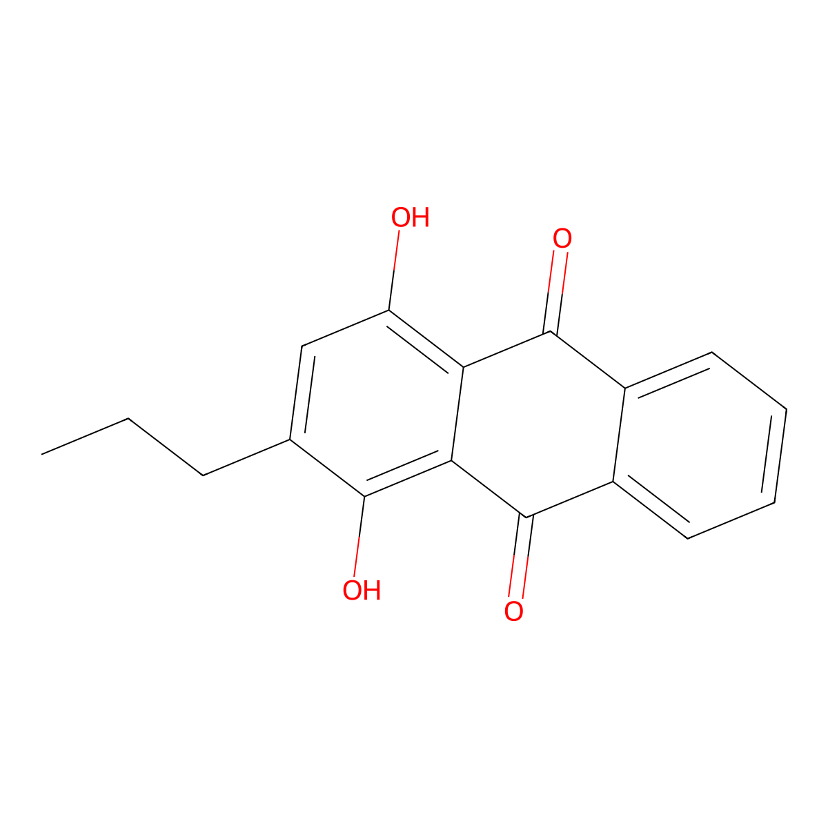 Anthraquinone, 1,4-dihydroxy-2-propyl- molecular structure, CAS 3368-29-4