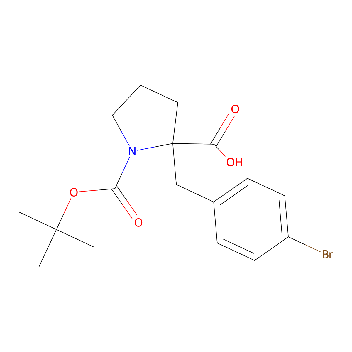 1-Boc-2-(4-bromobenzyl)-2-pyrrolidinecarboxylic acid molecular structure, CAS 336817-91-5