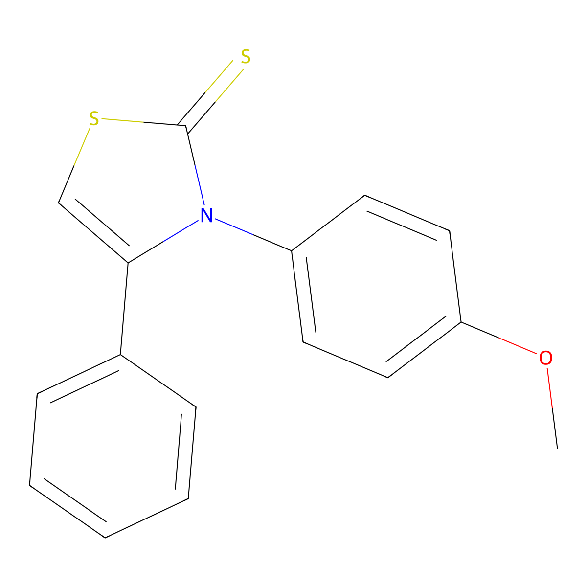 3-(4-methoxyphenyl)-4-phenylthiazole-2(3H)-thione molecular structure, CAS 33682-67-6