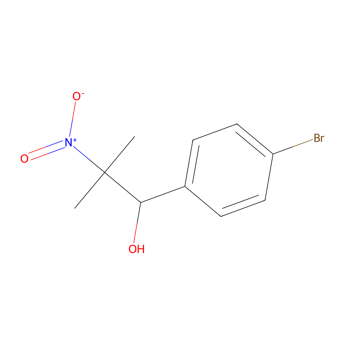 1-(4-Bromophenyl)-2-methyl-2-nitropropan-1-ol molecular structure, CAS 33682-88-1
