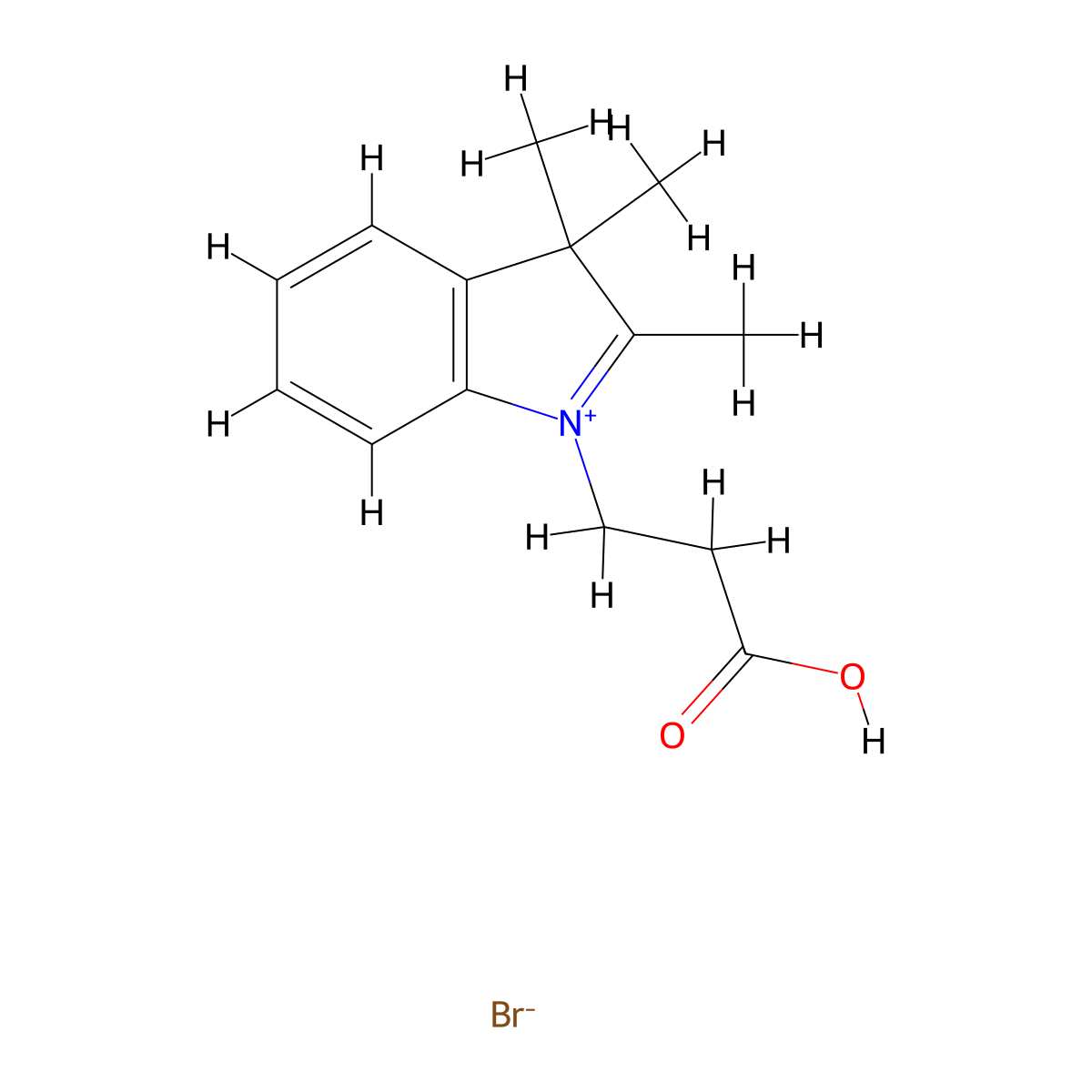 1-(2-carboxyethyl)-2,3,3-trimethyl-3H-Indolium bromide molecular structure, CAS 336850-23-8