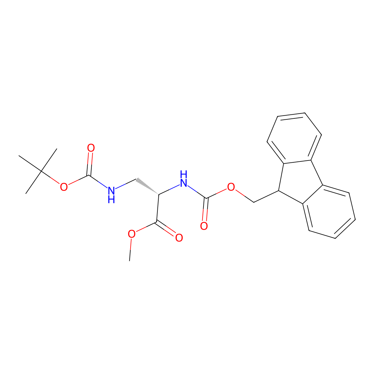 L-Alanine, 3-[[(1,1-dimethylethoxy)carbonyl]amino]-n-[(9h-fluoren-9-ylmethoxy)carbonyl]-, methyl ester molecular structure, CAS 336854-66-1