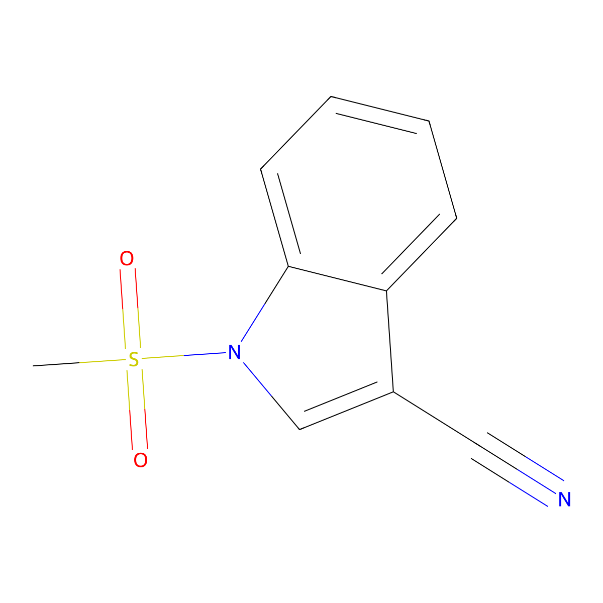 1-(methylsulfonyl)-1H-indole-3-carbonitrile molecular structure, CAS 336866-08-1
