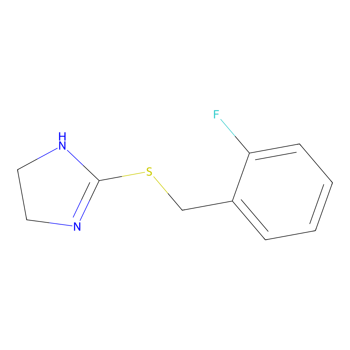 2-{[(2-fluorophenyl)methyl]sulfanyl}-4,5-dihydro-1H-imidazole molecular structure, CAS 336879-91-5