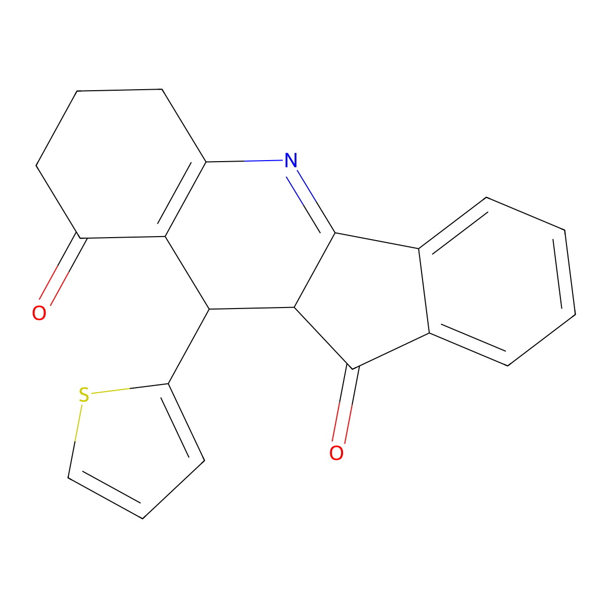 10-thiophen-2-yl-7,8,10,10a-tetrahydro-6H-indeno[1,2-b]quinoline-9,11-dione molecular structure, CAS 336879-96-0