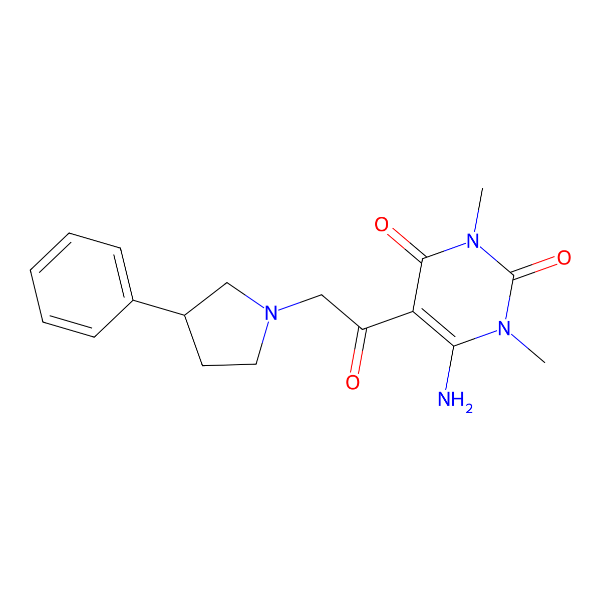 6-amino-1,3-dimethyl-5-[2-(3-phenyl-1-pyrrolidinyl)acetyl]-2,4(1H,3H)-pyrimidinedione molecular structure, CAS 336880-64-9
