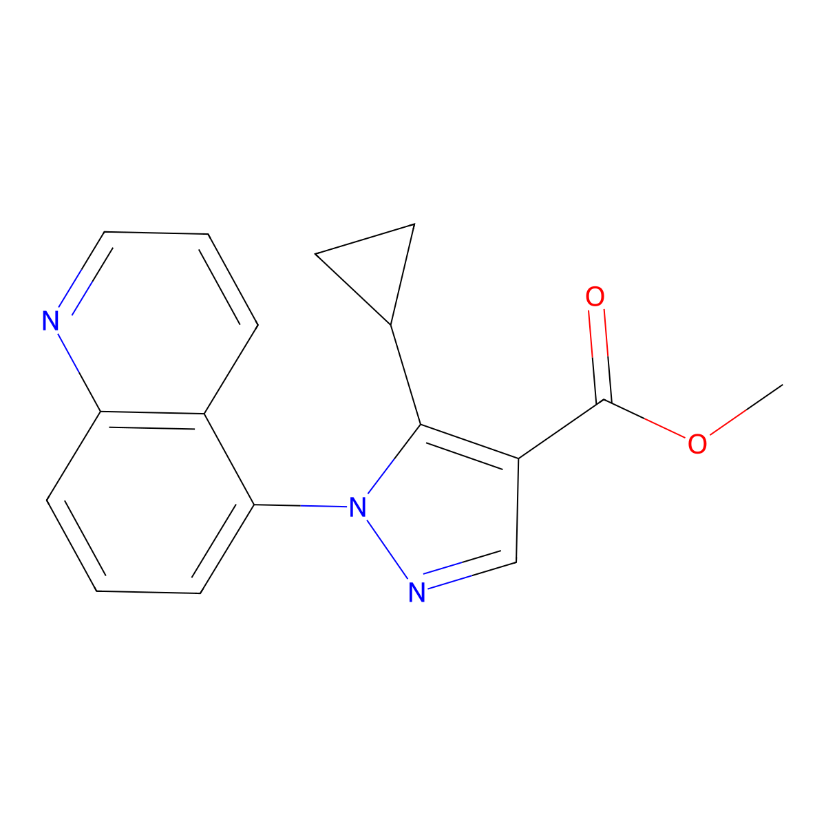 Methyl 5-cyclopropyl-1-(5-quinolyl)pyrazole-4-carboxylate molecular structure, CAS 336881-24-4