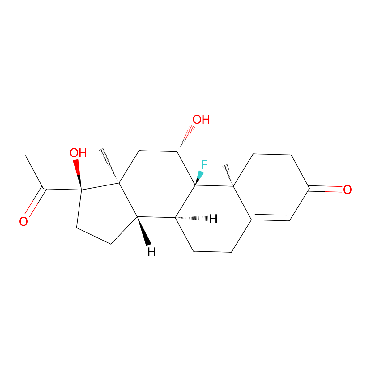 (11beta)-9-Fluoro-11,17-dihydroxypregn-4-ene-3,20-dione molecular structure, CAS 337-03-1