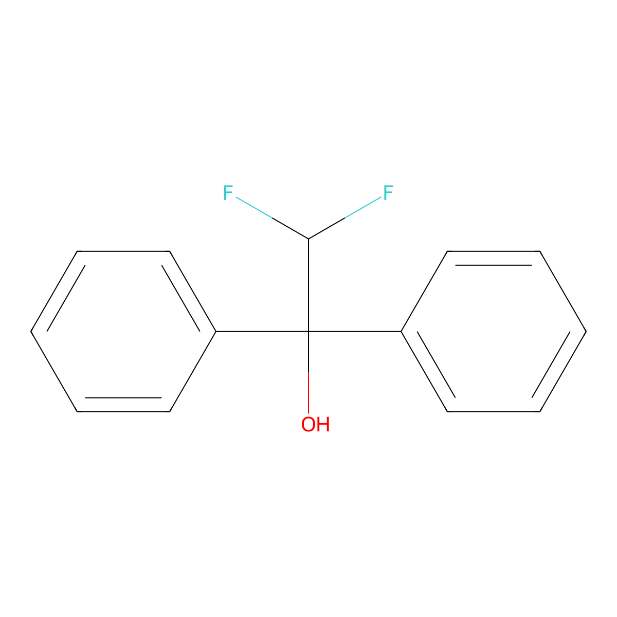 2,2-Difluoro-1,1-diphenylethan-1-ol molecular structure, CAS 337-53-1