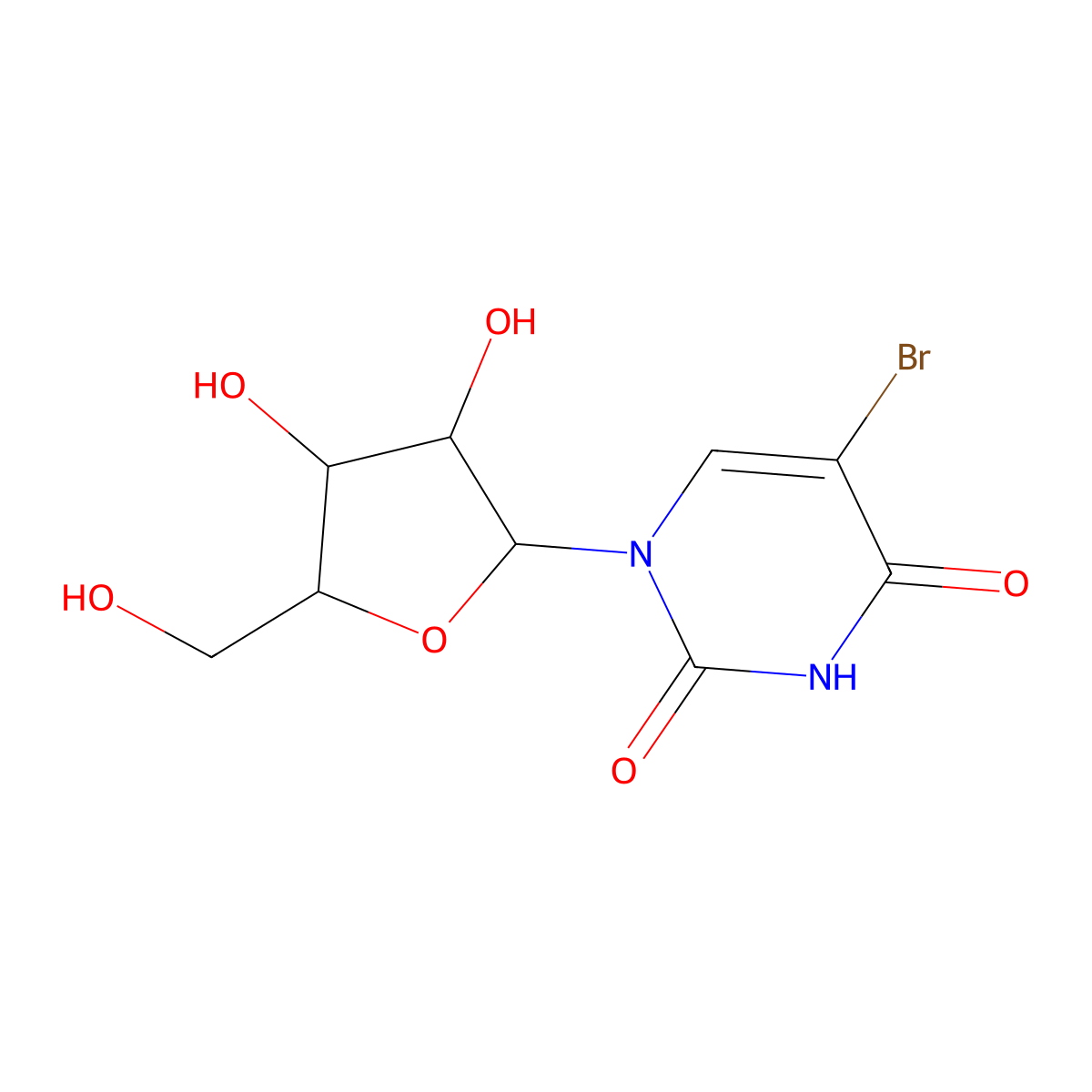 5-Bromouracil ribonucleoside molecular structure, CAS 3370-69-2