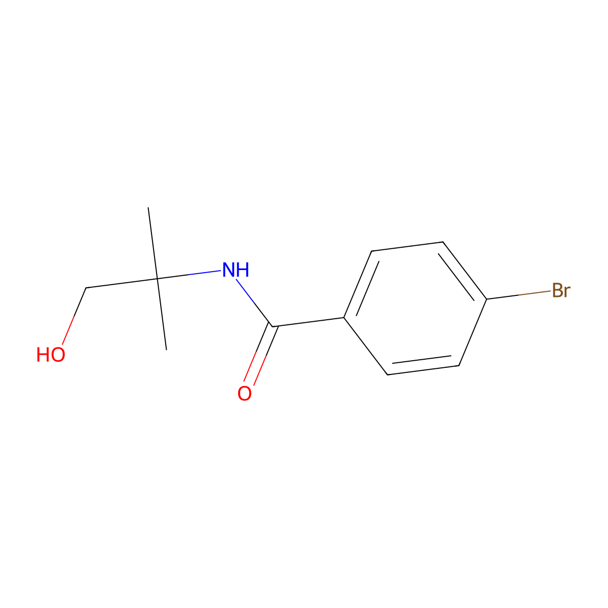4-bromo-N-(1-hydroxy-2-methylpropan-2-yl)benzamide molecular structure, CAS 33708-69-9