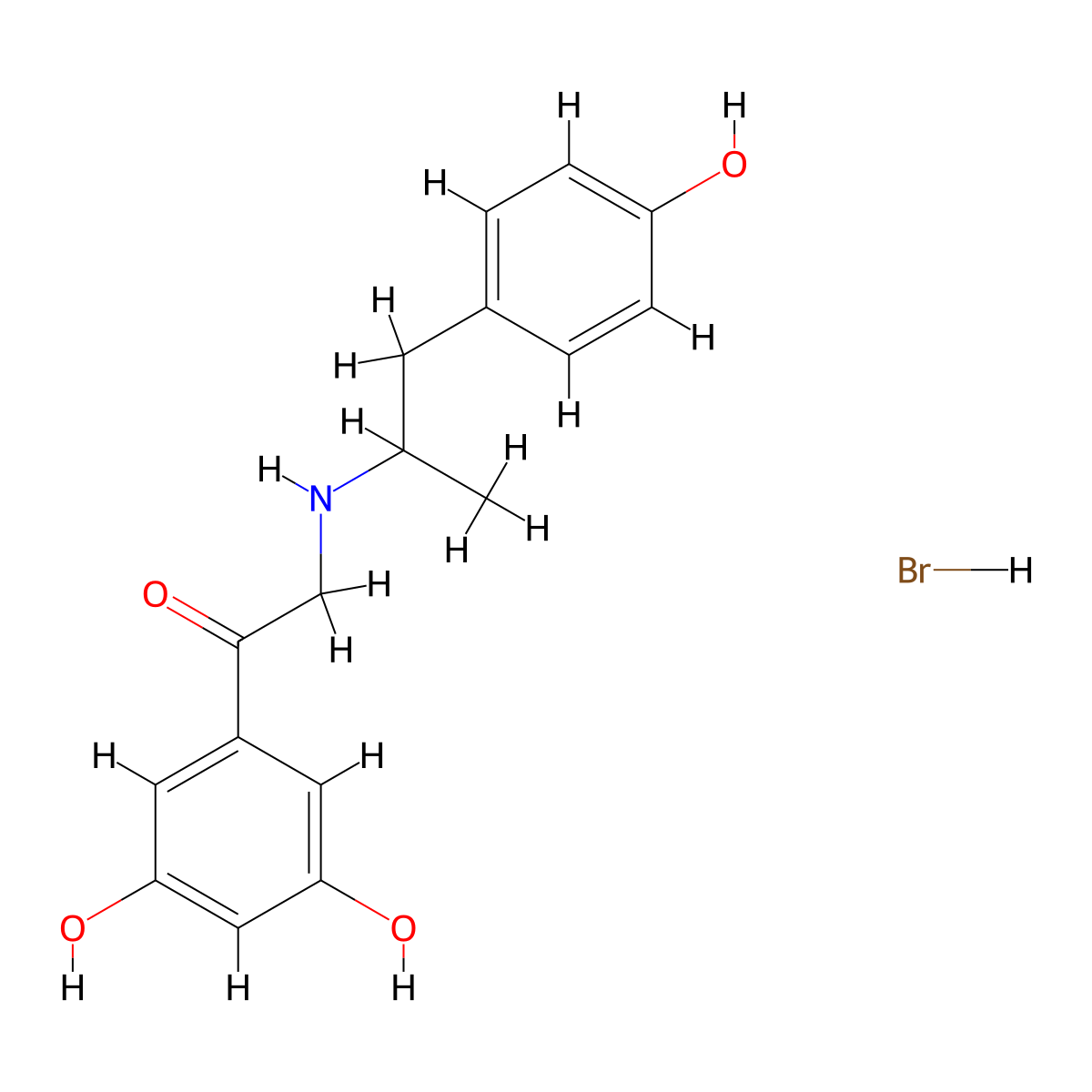 1-(3,5-Dihydroxyphenyl)-2-((2-(4-hydroxyphenyl)-1-methylethyl)amino)ethan-1-one hydrobromide molecular structure, CAS 3371-33-3