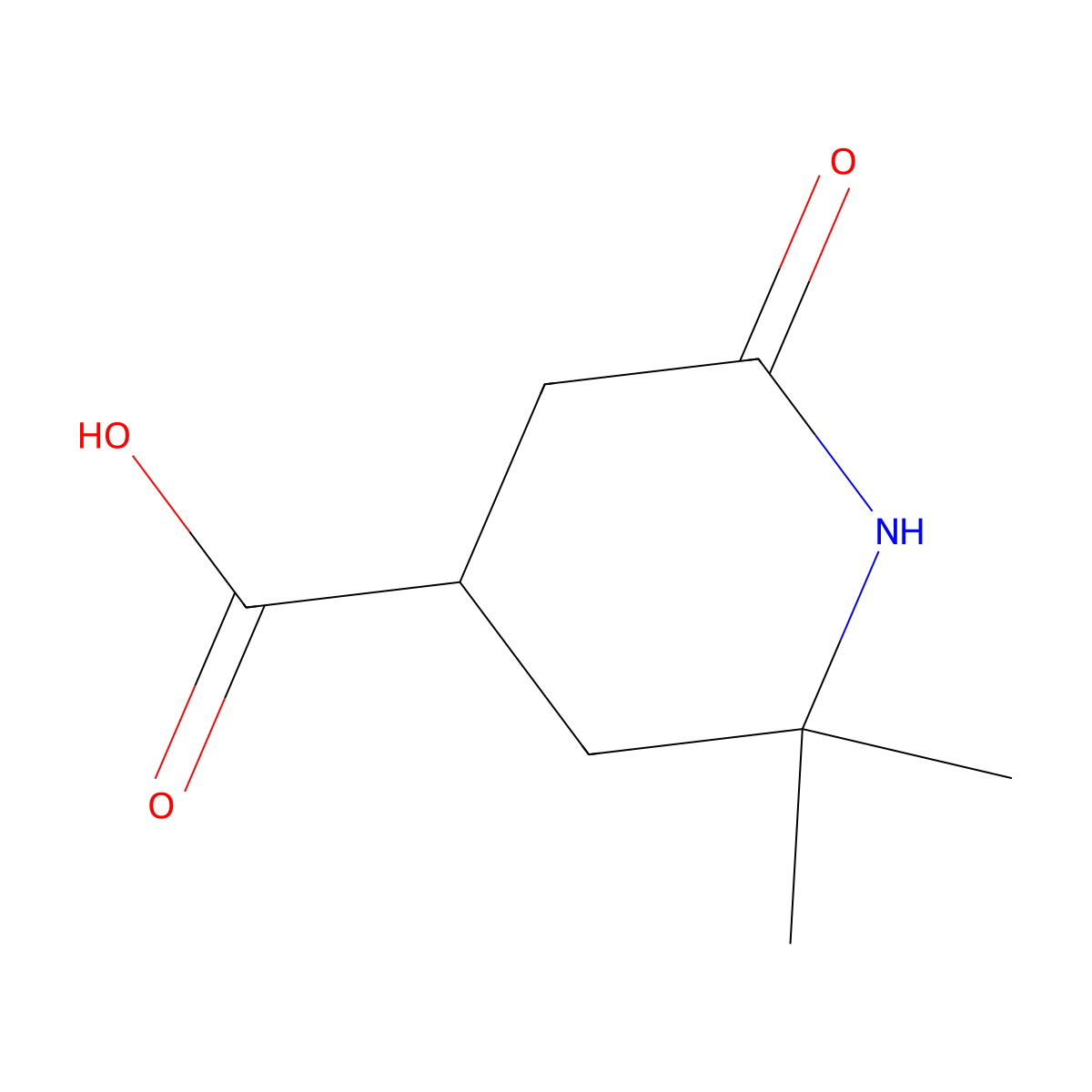 2,2-Dimethyl-6-oxopiperidine-4-carboxylic acid molecular structure, CAS 33712-85-5