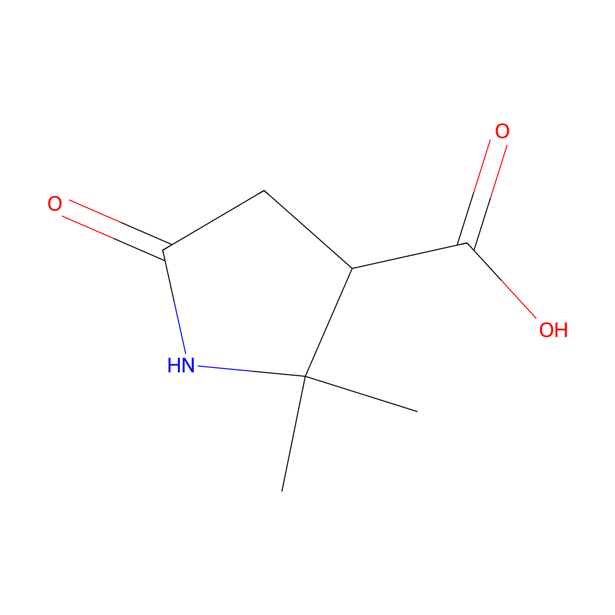 2,2-Dimethyl-5-oxopyrrolidine-3-carboxylic acid molecular structure, CAS 33712-86-6