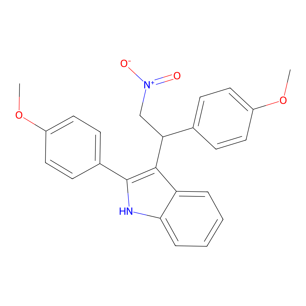 2-(4-methoxyphenyl)-3-[1-(4-methoxyphenyl)-2-nitroethyl]-1H-indole molecular structure, CAS 33714-05-5