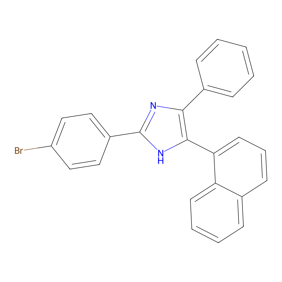 2-(4-bromophenyl)-5-naphthalen-1-yl-4-phenyl-1H-imidazole molecular structure, CAS 33719-08-3
