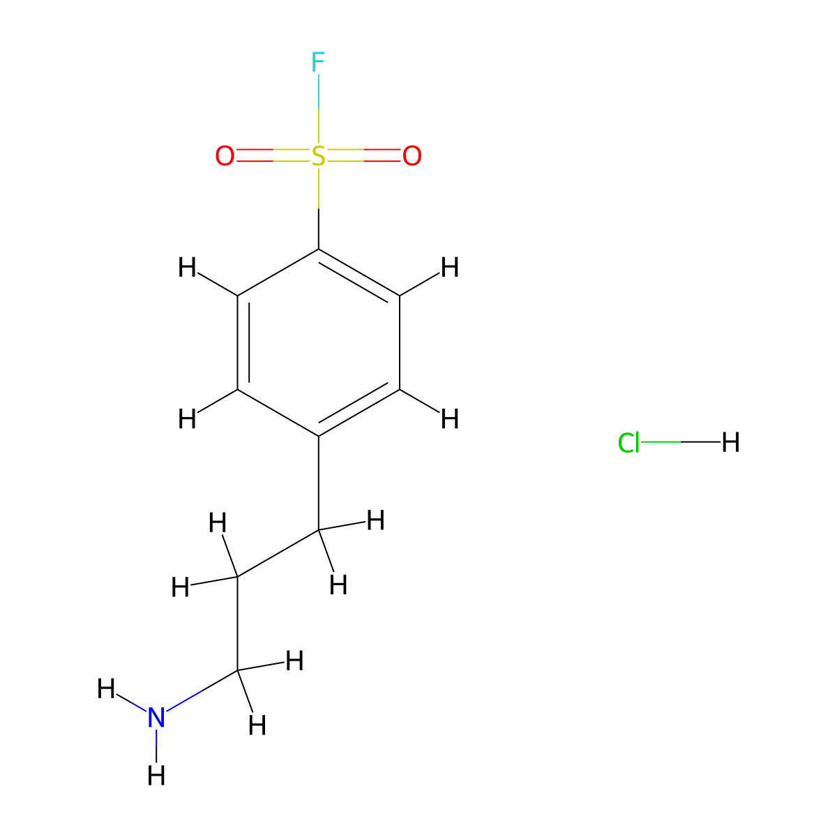 4-(3-Aminopropyl)benzene-1-sulfonyl fluoride hydrochloride molecular structure, CAS 33719-32-3