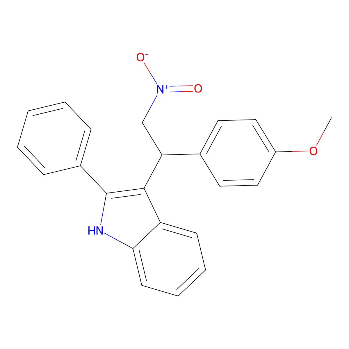 3-[1-(4-methoxyphenyl)-2-nitroethyl]-2-phenyl-1H-indole molecular structure, CAS 33723-38-5