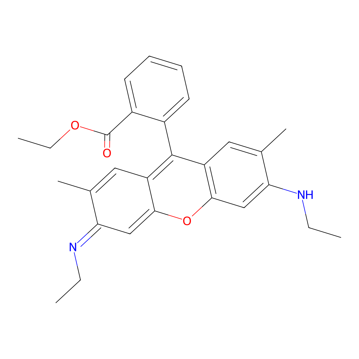 Ethyl 2-(6-(ethylamino)-3-(ethylimino)-2,7-dimethyl-3H-xanthen-9-yl)benzoate molecular structure, CAS 3373-01-1
