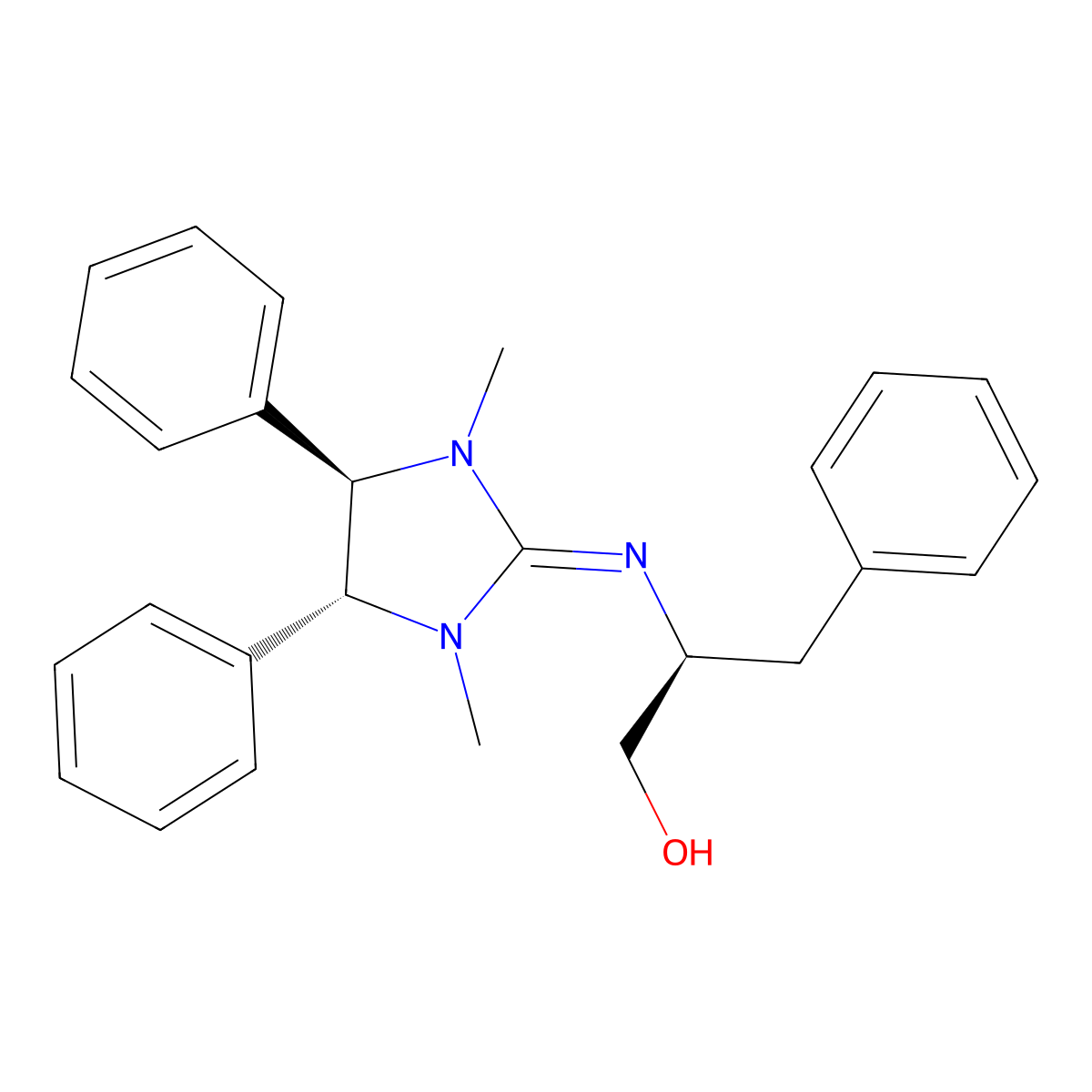 (4R,5R)-1,3-Dimethyl-4,5-diphenyl-2-[(S)-1-benzyl-2-hydroxyethylimino]imidazolidine molecular structure, CAS 337308-63-1