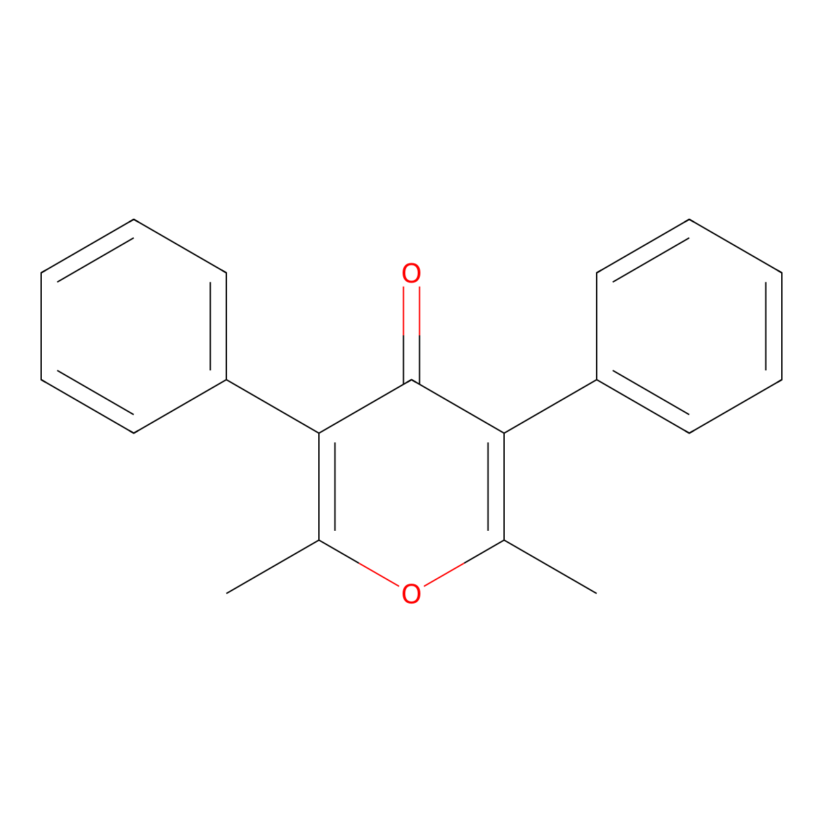 2,6-dimethyl-3,5-diphenyl-4H-pyran-4-one molecular structure, CAS 33731-54-3