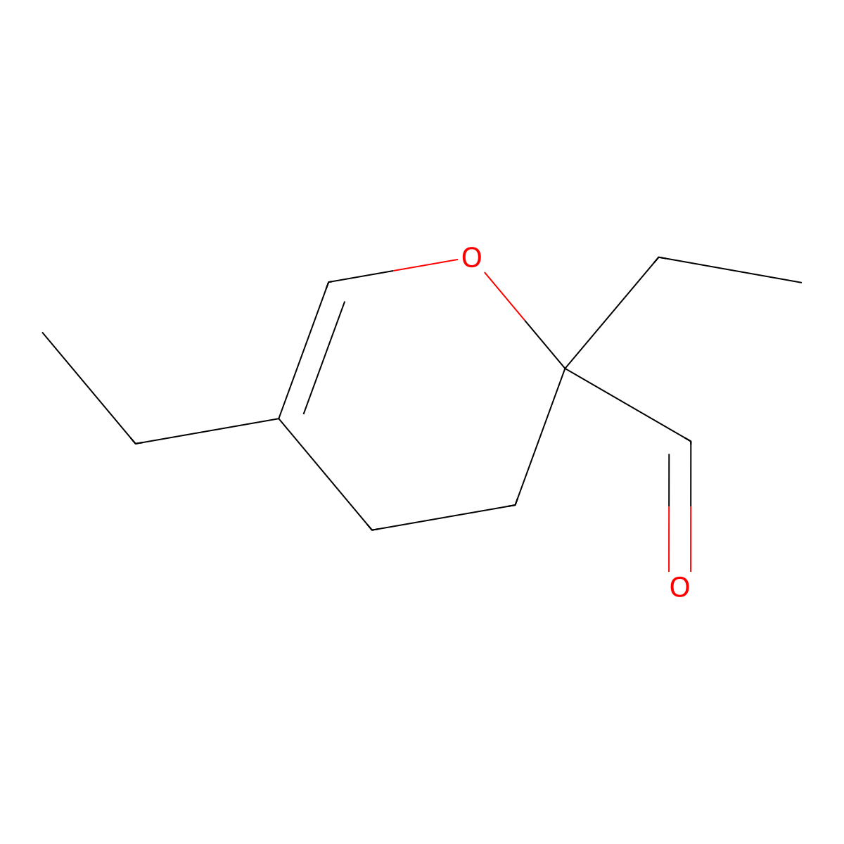 2,5-Diethyl-3,4-dihydro-2H-pyran-2-carbaldehyde molecular structure, CAS 33731-59-8