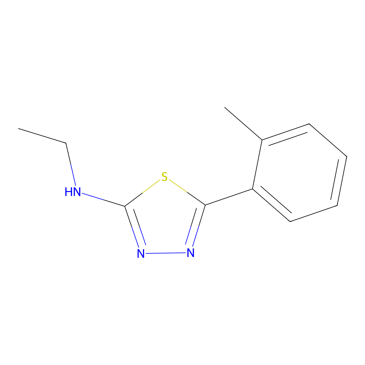 N-ethyl-5-(2-methylphenyl)-1,3,4-thiadiazol-2-amine molecular structure, CAS 337310-79-9
